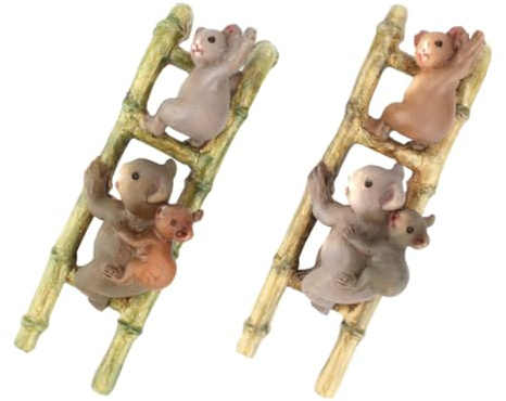 Alipis Unique Garden Statue Koala Figurines Ladder Outdoor Garden Ornaments Decorative Plant Pot Accessory
