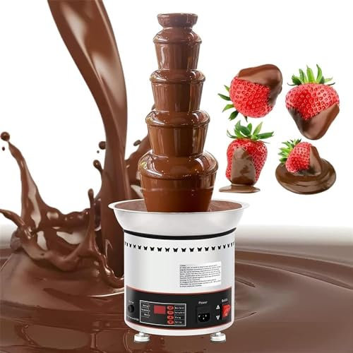 DSeenLeap 5 Tiers Chocolate Fountains,Large Chocolate Waterfall Machine,Stainless Steel Fondue Tower,for Party Wedding
