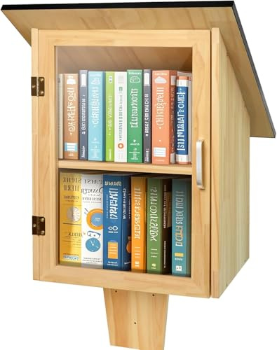 HAFTKD Outdoor Library Book Box, Double Little Library for Sharing books, DIY Storage Wooden Cabinet Easy Mount for Neighborhoods Community and Schools