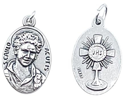 Generico Medalla de San Carlos Acutis, juego de 100 piezas, 2,5 x 1,5 cm, con obstensorio, Made in Italy