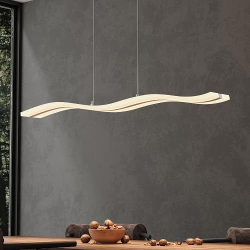 Mai & Mai Pendelleuchte Esstisch dimmbar Hängelampe Nachtmodus weiß | LED Hängeleuchte mit Fernbedienung für Esszimmer, Verstellbares Kabel Pendellampe für Wohnzimmer küche Alivetta3300