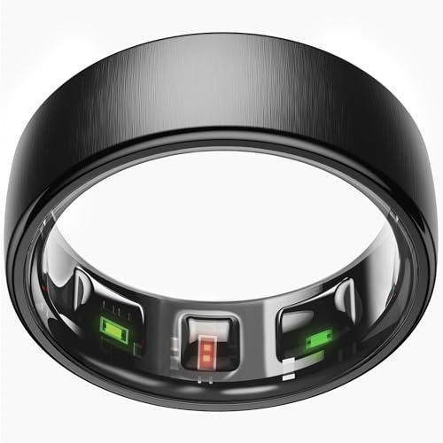 EOGBM Smart Health Ring Sleep Health Tracker for Women Men with Heart Rate, Blood Oxygen, Sleep Monitor, Steps,Calories, 5ATM Waterproof for iPhone/Android, No Subscription Fee(Black, 11#)