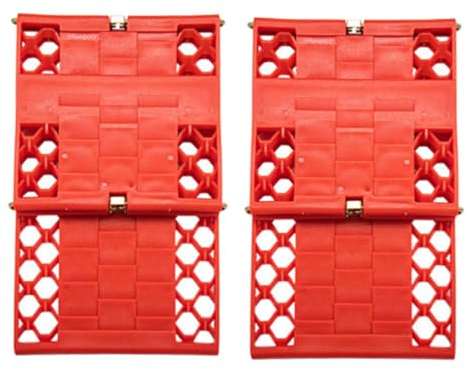 Alipis Alfombrillas de Tracción Plegables Rojo Superficie Antideslizante de PP, Soportan Cargas Pesadas para Neumáticos de Coche Ideales para Emergencias y Recuperación Vehicular