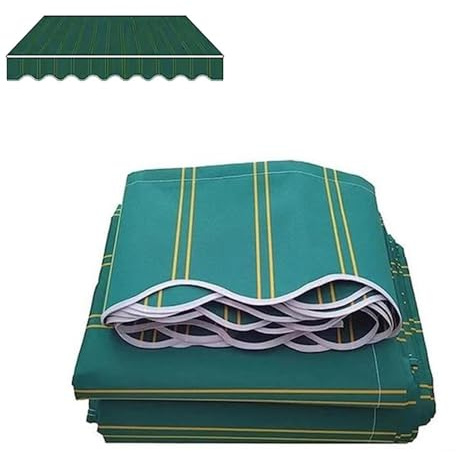 ZYXQQJ Markisenbespannung Canvas Gewerblicher Markisenstoff Ersatz Für Einziehbare Klemmmarkise Gelenkarmmarkise Ersatzstoffe Mit Volant(Green,12x10ft/360x300cm)