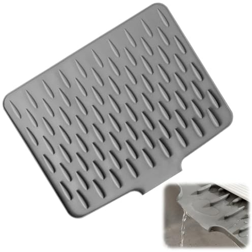 Silicone Dish Drying Mat, No-Spill Silicone Worktop Saver – Heat-Resistant Folding Draining Board Mat for Kitchen Counter, Sink, Table, Refrigerator