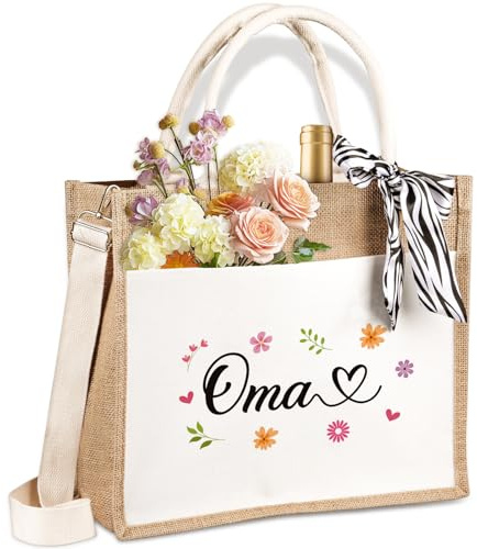 Giftota Oma Geschenk Jutetasche, Faltbare Wasserdicht Einkaufstasche, Geschenk für Oma zum Geburtstag, Weihnachtsgeschenke