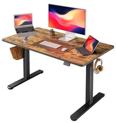 FEZIBO Electric Standing Desk Height Adjustable, 40 x 24 Inches Sit Stand up Desk, Home Office Computer Desk Rising Memory Presets (Vintage Brown)