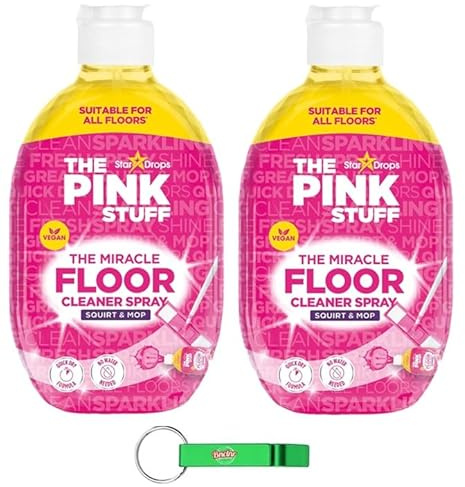 2x The Pink Stuff Bodenreiniger/The Miracle Floor Cleaner Spray | Squirt & Mop/Schnelltrocknende Formel | Kein Wasser erforderlich 750ml + Beni Culinari Kostenloser Schlüsselanhänger