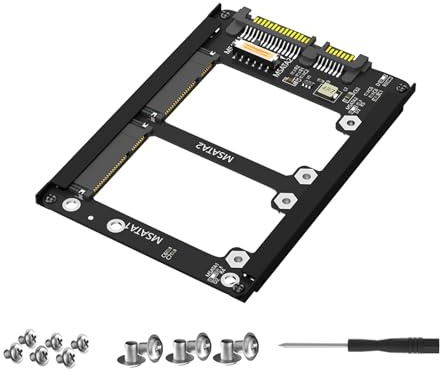 BUBEFSKD Adaptador Doble MSATA A SATA3.0 Elevadores Portátiles A SATA3.0 De 6Gbps con Soporte Marco Adaptador Disco Duro Interno