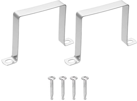 sourcing map Lot de 2 colliers de serrage carrés en forme de U, 90 x 90 mm, support en forme de U en acier inoxydable 304 avec tête cruciforme, vis auto-perceuses pour tuyaux, porte, barre fermée