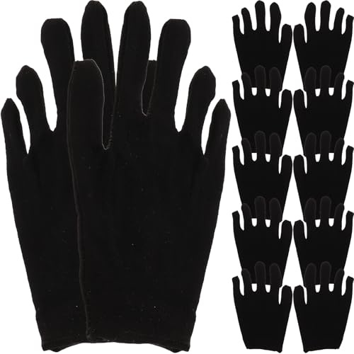 SHOWERORO 12 Pairs Protective Cotton Gloves for Jewelry and Industrial Use Medium Black Moisturizing Work Gloves for Driving Gardening Cleaning and Safety Tasks