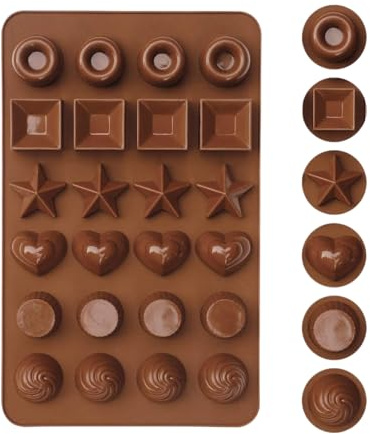 Pavsicgn Schokoladen Silikonformen - Backformen mit 24 Hohlräumen - Kuchen Deko Backformen - Für Hausbäcker, Konditoren, Dessertliebhaber, Pudding, Fudge, Kuchenverzierung, Geburtstag, Hochzeit