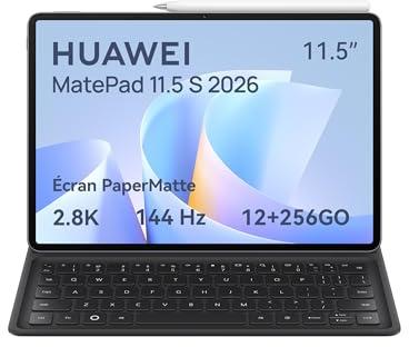 HUAWEI MatePad 11.5 S 2026 Tablette 2.8K, Clavier détachable, M-Pencil Pro, 144Hz Écran PaperMatte Haute définition, 12+256GO, 8800 mAh Batterie, 40W Supercharge, WiFi 6+, Garantie de 30 Mois