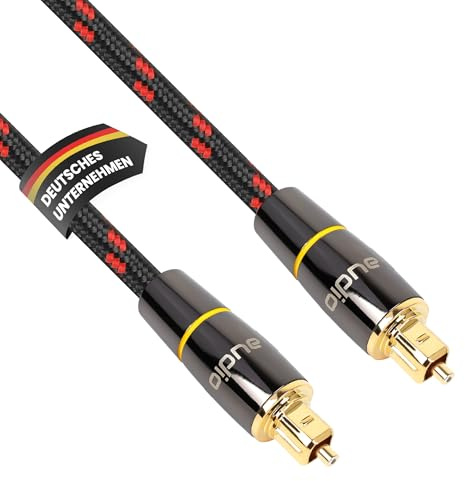 audio pirates Cavo in fibra ottica TOSLINK, Toslink e cavo digitale, cavo digitale SPDIF OD: 5,0 mm con guaina e contatti dorati (confezione da 1, 2 metri)