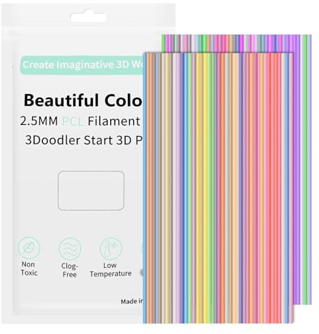 3D Pen Filament Refill for 3Doodler Start + 2.5mm Low Temperature PCL 3D Printing Filament Refills Bright Colors Printer Pen Refill for Children, Students, Friends Birthdays (300Pcs)