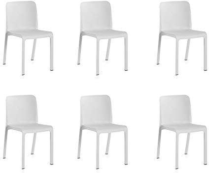 SP Berner - Pack de 6 Sillas Grana - Apilables, Ergonómicas y Resistentes - Uso Interior y Exterior - Fabricadas en España con Plástico Reciclado - Blanco