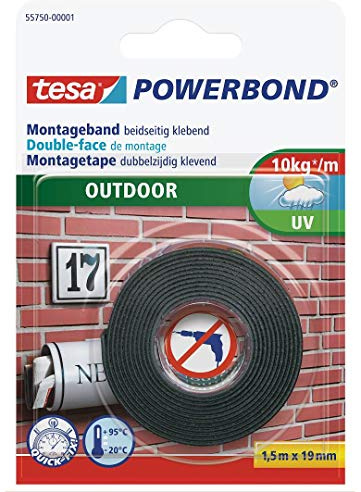 Tesa Powerbond Ruban adhésif double face pour extérieur Largeur 19 mm