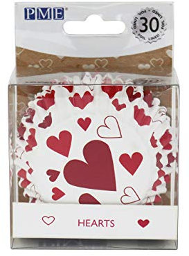 PME Valentinstag folienbeschichtete Cupcake-Förmchen, (30 Stück), Rote Liebesherzen