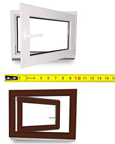Kellerfenster nach Maß - Kunststofffenster - Fenster - Sondermaße - innen weiß/außen mahagoni - DIN Rechts - 3-fach - Verglasung - 0,5m² - 60 mm Profil