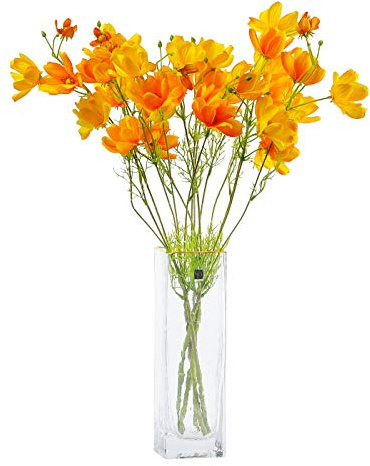 Cn-Knight Cosmos Lot de 12 fleurs artificielles à longue tige pour mariage, bouquet de mariage, décoration de la maison (orange)