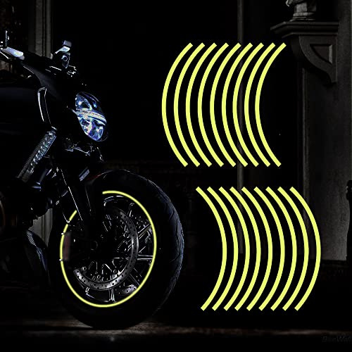 TOMALL 17'' Reflective Wheel Felgenstreifen Aufkleber für Motorradräder Auto Radfahren Fahrrad Fahrrad Nacht Reflektierende Sicherheitsdekoration Streifen Universal Felgenaufkleber (Gelb)