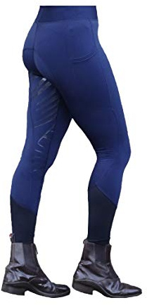 Turner Equestrian Mallas de silicona para mujer, para equitación, gimnasio, yoga, equino, azul marino, 34