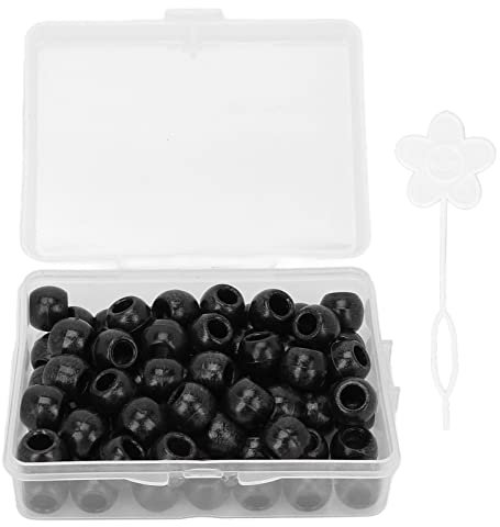 70 Stück Haar Dreadlocks Perlen, Großes Loch Haar Dreadlocks Perlen Haarschmuck für Kunsthandwerk, Armbänder, Halsketten, Schmuckherstellung, Ohrringe, Haarflechten (Schwarz)