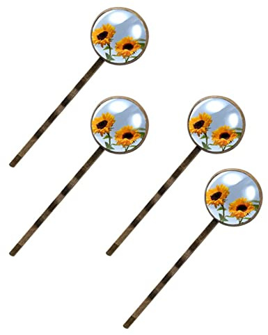 Haarspangen für Damen, Sonnenblumen-Muster, 4 Stück