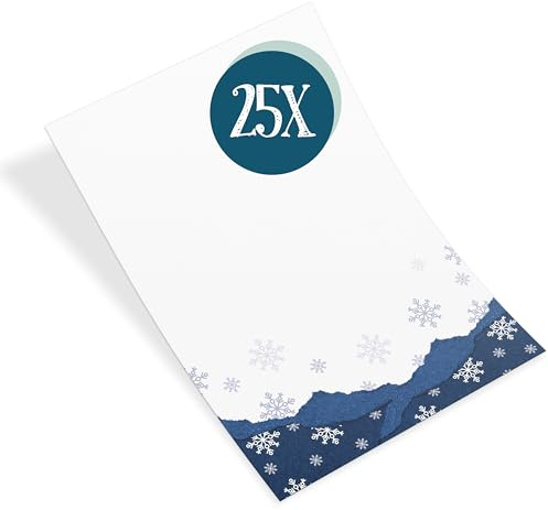 Briefpapier Weihnachten, 25 Blatt: Weihnachtliches Papier zum Schreiben, Einladung, Bastelpapier Set, Schreibpapier Schneeflocke, Weihnachtsbriefpapier Tischdeko, Brief Bedruckbar, Blau, Weiß, DIN A4