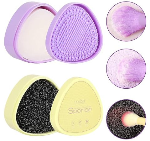Docolor Makeup Brush Cleaner Set, 3 in 1 Brush Cleaner Solid Coconut Oil Cleanser, Color Removal Sponge and Brush Cleaning Mat - Easy to Clean Blenders Brushes Shampoo Removes Shadow Color