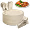 Yidaxing Vajilla Desechable Biodegradables, 200 Piezas Incluye 50 Platos 50 Tenedores 50 Cuchillos y 50 Cucharas, Platos para Cumpleaños, Fiestas, Cámping, Picnic, Barbacoas (22.8cm Color Madera)