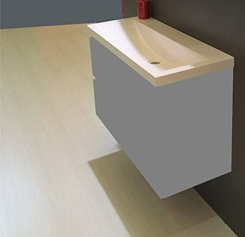 Saqu Studio Waschbecken 100x36 cm - ohne Hahnloch weiß - Waschbecken für Unterschrank, Waschtisch für Badmöbel Set