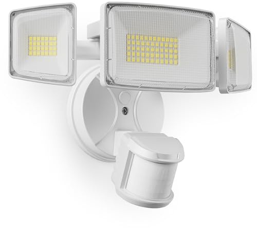 Onforu 100W LED Motion Sensor Outdoor Lights, Dusk to Dawn Flood Light Outdoor Motion Sensor, Hardwired Security Lights Floodlights Outside 11000LM 6500K Daylight IP65 Waterproof (White)