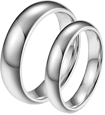 BCughia Freundschaftsringe Beste Freundinnen, Ring Schmuck Herren Silber 6 mm 4 mm Polierter Silberring Damengröße 49(15.6), Herrengröße 65(20.7)