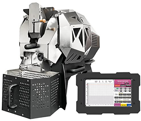 HYQNG Automatic Coffee Bean Roaster Commercial Coffee Roaster Machine 400g/600g, Hot Air Coffee Bean Roasting Machine with Temperature Curve & Automatic Chaff Collector Adjustable Speed 1200g silver