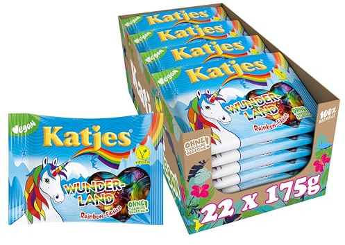 Katjes Wunderland Rainbow-Edition Vorratspack, Fruchtgummi in magischen Formen und Farben, fruchtiger Mix in unterschiedlichen Geschmacksrichtungen, vegan, 22 x 175 g