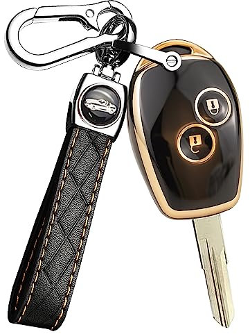 ontto Autoschlüssel Hülle Passt für Renault Kangoo Dacia Scenic Megane Sandero Captur Twingo Modus TPU Schutzhülle Schlüsselhülle Schlüsselbox Schlüsselanhänger Schlüssel Etui Cover 2 Tasten-Schwarz B