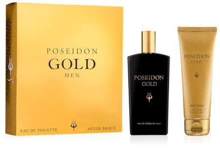 Poseidon Gold Pack Eau de Toilette y After Shave 150 ml, Embalaje puede variar