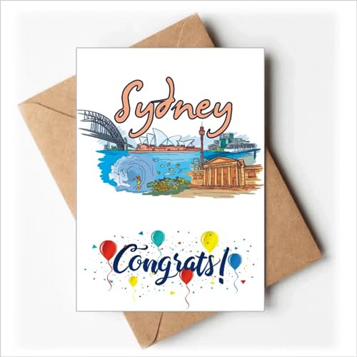 Australien City Sydney Opera Aquarell Hochzeitskarten Glückwunsch Gruß Umschläge