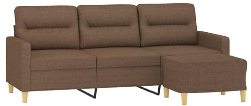 vidaXL Sofa 3 Sitzer, Couch mit Fußhocker, Liegesofa für Wohnzimmer, Polstersofa Sessel Relaxsofa Loungesofa Relaxcouch TV Sofa, Braun Stoff