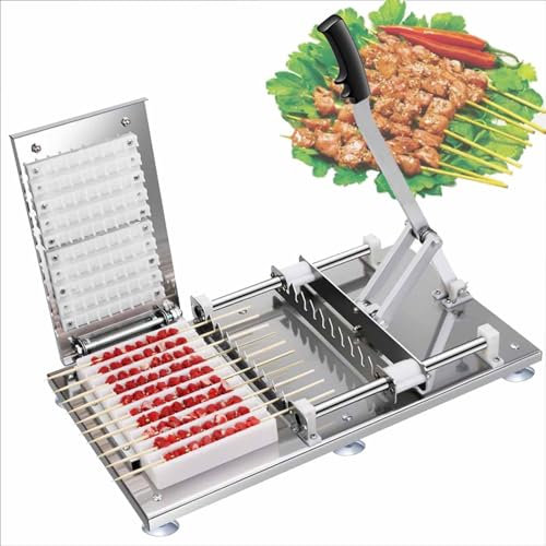 SACLMD Machine Manuelle à brochettes de Mouton,Machine à Viande multifonctionnelle,pour Barbecue à Domicile,fêtes,Barbecue pour brochettes de légumes,Pique-Nique en Plein air,Camping