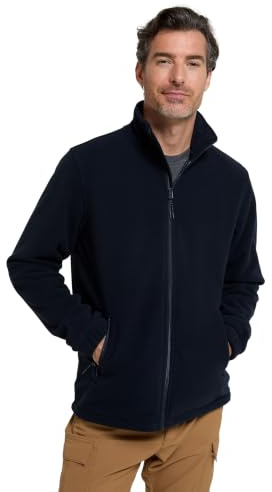 Mountain Warehouse Polaire Hommes Bernard - Coupe-Vent, Respirante, Deux Poches, Zip intégral, Poignets élastiques -Usage Quotidien et Temps Froid, Hiver Bleu Marine XXS