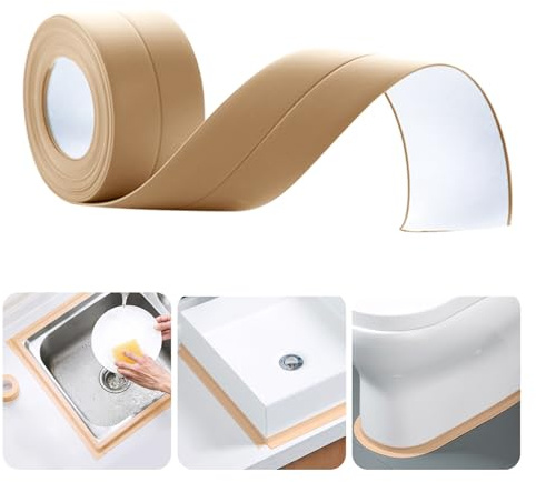 Bath Sealant Strip Waterproof Caulk Tape Wall Corner Caulk Strip Sealing Tape Self Adhesive Simple Tape for Kitchen, Countertop, Bathroom, Sink, Bathtub, Toilet and Floor Wall Edge Protector