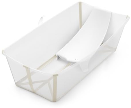 Stokke Flexi Bath XL (Sandy Beige) con Soporte para recién nacido - Ideal para edades 0-6 - Duradera y fácil de guardar