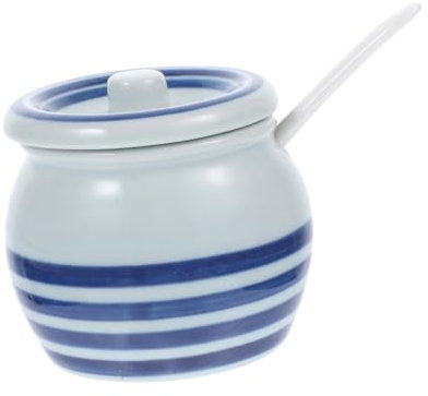Cabilock Accesorios Tarro De Cerámica Para Condimentos Tarro Con Cuchara Recipientes Con Tapas Azucarero Antiguo Olla De Condimento Pequeños Contenedores Con Cubierta Caja De Condimentos