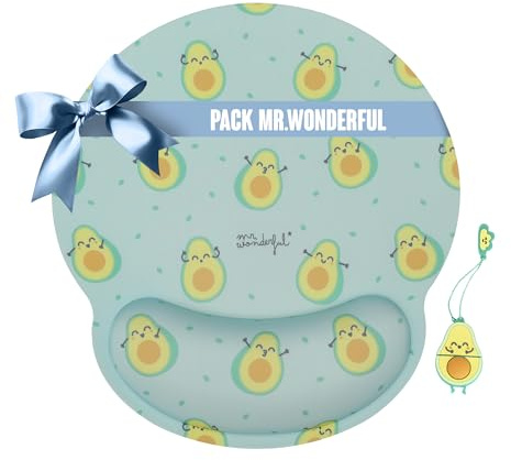 WONDEE Pack Cadeau Femme, Mr Wonderful Porte-clés et clé USB Original 32 Go + Tapis de Souris Ergonomique Avocats - Cadeaux Originaux Anniversaire et Noël pour Femme et Filles