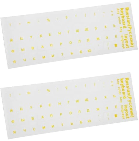 Russische Tastatur-Aufkleber, Buchstaben, schwarz, blau, grün, gelb, wasserdicht, super 2 Stück, russische Tastatur-Aufkleber, transparent, bunt, entfernbar
