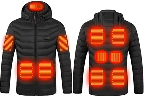 Meichoon Unisex Heated Jacket with 11 Heating Zones Dual Control Thermal Clothing Lightweight Windproof Winter Coat USB Electric Cotton Hoodie