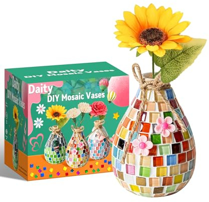 Daity Mosaik bastelset Kinder 7 8 6 10 9 11 Jahre Geschenk Mädchen 6-12 Jahre Mosaik Bastelset Erwachsene Geburtstagsgeschenke für Mädchen 6-12 Jahre Basteln Kleine Mosaikvase für kinder Erwachsene