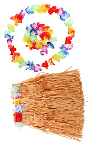LIFKOME 1satz Hawaiian Party Deko Mit Blumenkranz Und Grasrock Für Luau Feste Teiliges Stilvollem Design Für Unvergessliche Sommerpartys